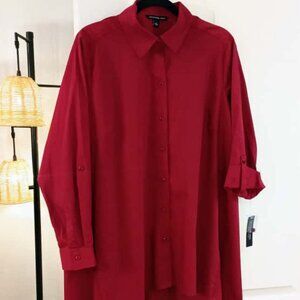 ZAC & RACHEL WOMAN High-Low Hem Button-Down Shirt. Plus Size 1X